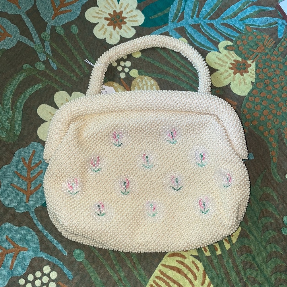 ❌SOLD❌❤️VINTAGE 50/60's❤️ Cream Beaded Handbag